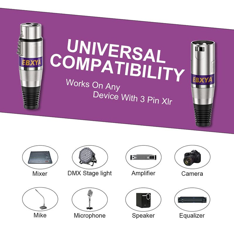 EBXYA موصل EBXYA XLR، 3 دبابيس ذكر وأنثى موصل كابل صوت الميكروفون 10 أزواج ملونة موصلات محول XLR موصل ميكروفون DMX - Image 3